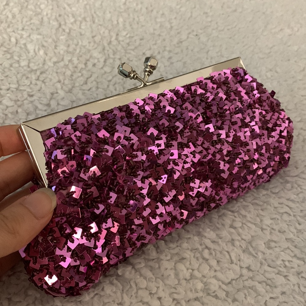 Pink / Purple Sequins Clutch / Handbag